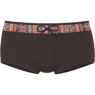 Bikini-Hotpants BUFFALO, Damen, Gr. 40, N-Gr, braun (braun bedruckt), Xtra Life LYCRA, unifarben mit Farbeinsatz, Badehosen Bikini-Hotpants, Mit bedrucktem Kontrasteinsatz