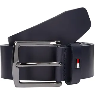 Ledergürtel TOMMY HILFIGER "DENTON 3.5 cm breit EXT", Herren, Gr. 11,5, blau (space blau), Rindsleder, unifarben, Gürtel Ledergürtel, Einfachdornschließe, Metalllogo, Topseller