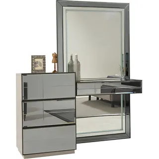 Schminktisch Kommode mit Spiegel Konsole Kommoden Holz Modern Schlafzimmer - Grau