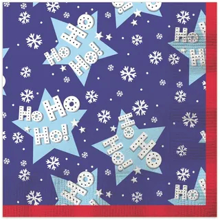 Weihnachten Servietten Ho Blauer Stern Schneeflocke Packung 16 Papier Tisch