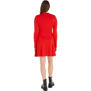 Tommy Jeans Damen Kleid Fit & Flare Langarm, Rot (Deep Crimson), M