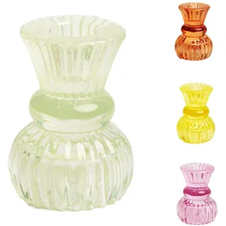 Talking Tables 2er-Set Kerzenhalter aus grünem Glas für Stabkerzen, Teelichter, 7,5 cm Höhe, dekorative Tischdekoration für Weihnachten, Ostern, Hochzeit, drinnen und draußen