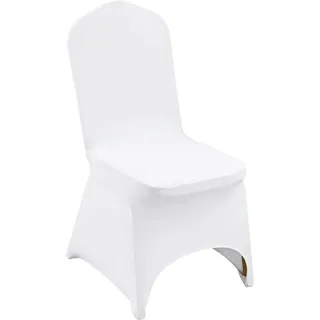 VEVOR Stuhlhussen aus Elastischem Spandex für Klappstühle, Universell Passender, Gewölbter Vorderbezug, Abnehmbare, waschbare Schonbezüge, für Hochzeit, Urlaub, Feier, Essen (100 Stück, Weiß)