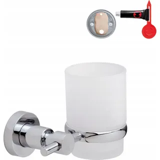 Badezimmer-Zahnbürstenhalter, Becher, ohne Bohren, zum Aufhängen, Tesa - Silber