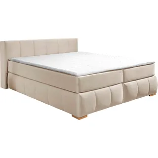 Home affaire Boxspringbett "Chelles" inkl. Topper, in XXL- Überlänge 220 cm, Unterbox mit feine Wölbung, beige