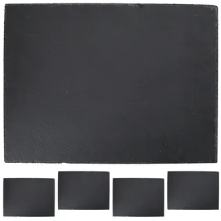 Cepewa Schieferplatte 4er Set | rechteckig 40x30cm Filzschoner | Tischuntersetzer Steinplatte Servierplatte Untersetzer (1 x 4er Set Schieferplatte 40x30cm)
