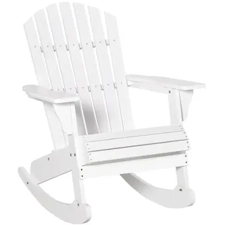 Outsunny Adirondack Gartenstuhl Schaukelstuhl Schaukelsessel Balkonstuhl Weiß , Holz , 94x97x77 cm , Gartenmöbel, Gartensessel, Gartenstühle