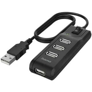Hama 4 Ports USB 2.0-Hub Schwarz