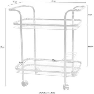 Servierwagen HOME AFFAIRE, silber (silberfarben), B:69cm H:75cm T:44cm, Metall, Rollwagen, Servierwagen