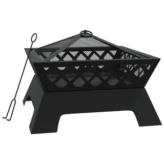 vidaXL Feuerschale mit Schürhaken 50 cm XXL Stahl - Schwarz