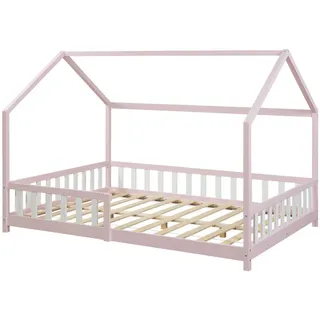 [en.casa] Hausbett Hesel 120 x 200 cm Kiefer rosa