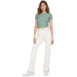 T-Shirt ONLY "T-Shirt ONLEMMA SHORT TOP 1er Pack", Damen, Gr. XS, grün (hellgrün), Obermaterial: 65% Polyester PES. 30% Viskose CV. 5% Elasthan EL., Shirts T-Shirt