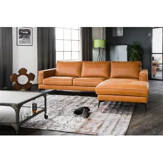 KAWOLA Sofa BLOOM Recamiere rechts Leder cognac