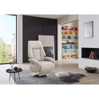 Sit & More Relaxsessel , Weiß , Leder , Echtleder , Nappaleder , 74x111x77 cm , Goldenes M, Made in Europe, DGM-Klimapakt , Aufstehhilfe, Sitzfläche 360° drehbar, gepolsterte Armlehnen , Wohnzimmer, Sessel, Ledersessel