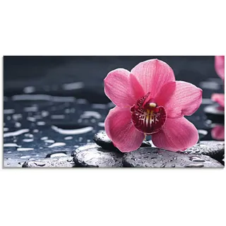 Artland Glasbild »Stillleben mit Kiesel und einer Orchidee« Blumen 1 Stk. tlg. in verschiedenen Größen, pink