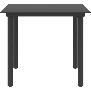 vidaXL Garten-Esstisch Schwarz 80x80x74 cm Stahl und Glas - Schwarz