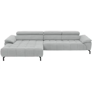Beldomo Style Ecksofa , Grauweiß , Textil , Uni , Ottomane links, L-Form , 329x190 cm , erweiterbar, Fußauswahl, Stoffauswahl, Liegefunktion, seitenverkehrt erhältlich, Hocker erhältlich, Rücken echt, individuell planbar , Wohnzimmer, Sofas & Couches, Wohnlandschaften, Ecksofas