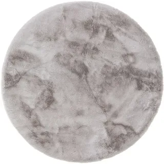 benuta nest Kunstfell-Teppich, Grau, Textil, Beton Optik, rund 180x180 cm Gots, wasserabweisend, Teppiche ø Böden, Teppiche