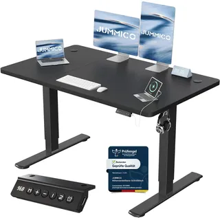 JUMMICO Höhenverstellbarer Schreibtisch mit USB-Ladeanschluss 120 x 60 cm, Schreibtisch Höhenverstellbar Elektrisch, Steh-Sitz Tisch Stehpult Verstellbarer Computertisch,Standing Desk,Schwarz
