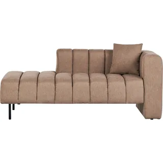 BELIANI Chaiselongue Rechtsseitig Braun Samtstoff Gesteppt mit Lehne 1 Kissen Schwarze Metallbeine Modern Wohnzimmer Schlafzimmer Büro Ausstattung - Braun, Schwarz