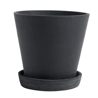 Hay Pflanztopf mit Untersetzer aus Polystone, H 16,5cm/ 17,5cm