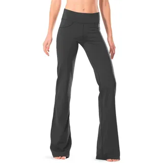 Safort Regular/Tall Bootcut Yoga Hose mit 71cm/76cm/81cm/86cm Schrittlänge, 4 Hosentaschen, Grau, L