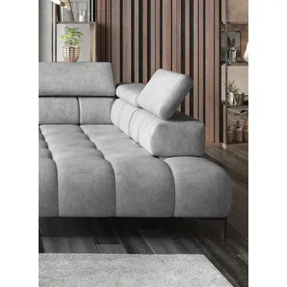 DOMO-HOME Ecksofa PLAZA L mit Elektrischer Sitzverstellung 300x216cm | U-Form Sofa mit Verstellbaren Kopfstützen | Hochwertiger Polsterung | Farbe weiß Solar | Links - Weiß