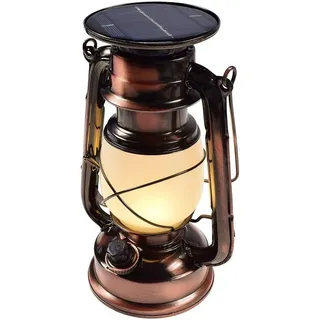 ChiliTec Campinglampe Solar Akku 23,5cm Dimmbar Retro Solarlampe aufladen Solarzelle Beleuchtung für Camping Zelten Licht Warmweiß