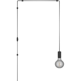 EGLO Hängelampe Pinetina, Lampenfassung mit Kabel und Stecker, Pendelleuchte über Esstisch, Esszimmerlampe aus Metall in Schwarz, E27 Fassung