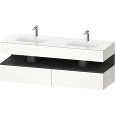 Duravit Qatego Einbauwaschtisch mit Konsolenwaschtischunterbau, 1600x550x600mm, Nische Graphit Matt, Doppelwaschtisch, QA4797049, Farbe: Weiß Hochglanz/mit Nischenbeleuchtung