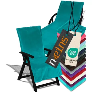 npluseins Auflage für Gartenmöbel - Schonbezug mit Kapuze - Flausch 1521.2199, Gartenstuhl ca. 60 x 130 cm, Petrol