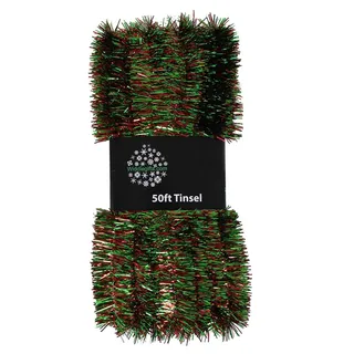 Weihnachtsbaum 50ft x 3cm Glitzer Girlande Red & Green Rot Grün
