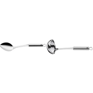 WMF Profi Plus Servierlöffel 32 cm, Vorlegebesteck, Cromargan Edelstahl teilmattiert, spülmaschinengeeignet & Profi Plus Suppenkelle 30 cm, Saucen-/ Schöpflöffel, Cromargan Edelstahl teilmattiert