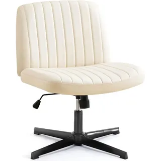 DUMOS Bürostuhl Ohne Armlehne Gehoben und Bequemes PU-Leder Criss Cross Chair mit Verbreitertem Sitzkissen Schneidersitz Stuhl Geeignet für Büros Schlafzimmer und Wohnzimmer