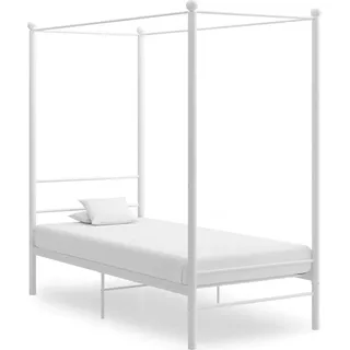 The Living Store Himmelbett Weiß Metall 90x200 cm - Weiß