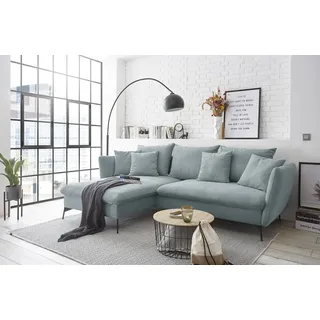 otto home Ecksofa »LIVORNO,258 cm, L-Form,« Schlaffunktion u. Bettkasten (139/224cm), Samt, Struktur, Webstoff, blau