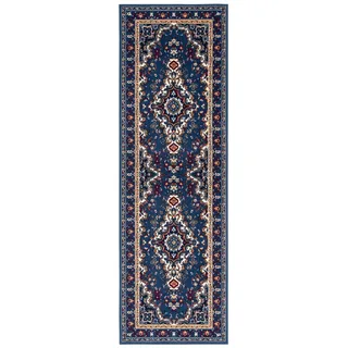 Home affaire Läufer »Oriental, Made in Belgium«, rechteckig, 7 mm Höhe, Läufer, Brücke, Kurzflor, Orient-Optik, mit Bordüre, gewebt, blau