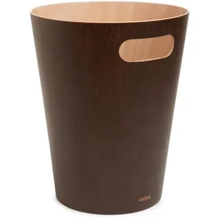 Umbra Woodrow Abfalleimer – Zweifarbiger Holz Papierkorb für Büro, Badezimmer, Wohnzimmer und Mehr, 7,5l Fassungsvermögen, Natur / Espresso, Medium