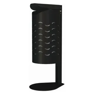 RENNER Abfallbehälter mit Pfosten und Wellendesign, 60 Liter, Ohne Ascher, zum Aufschrauben, Feuerverzinkt, Pulverbeschichtet, RAL 7021 schwarzgrau