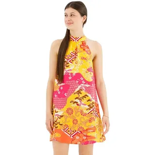 Superdry Printed Kurzes ärmelloses Kleid - Gold Pink Stork Cloud - L