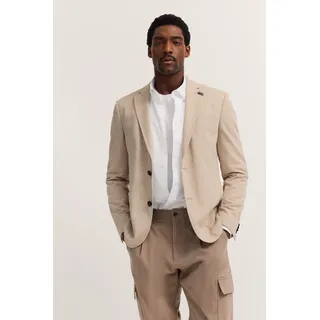 Sakko BUGATTI "Modern Fit", Herren, Gr. 50, beige (30, beige), 37% Polyester, 37% Viskose, 15% Wolle, 8% Polyamid, 3% Elasthan, unifarben, normal, Manschette, Sakkos Sakko, Jersey Stretch mit Taschen