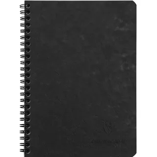 Clairefontaine Notizbuch DIN A5, kariert, Spiralbindung Pressspan schwarz 100 Seiten 50 Blatt)