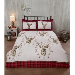 Rapport Angus-Hirsch-Motiv Rot 135 x 200 cm + 80 x 80 cm