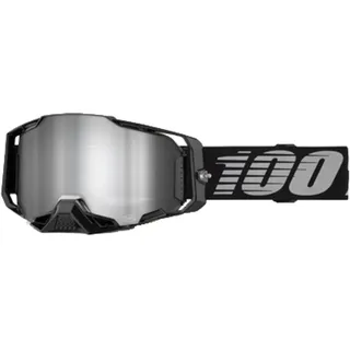 100% 100 Percent Armega Black, Crossbrille verspiegelt - Schwarz/Silber Silber-Verspiegelt