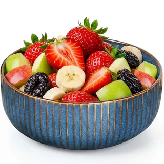 Salatschüssel Keramik 21cm, Gross Salatschüssel, Porzellan Salatschalein Blau – 1800ml, Müslischale Porzellan Suppenschale, Servierschüssel für Spülmaschinengeeignet und Mikrowellenfest, Blau