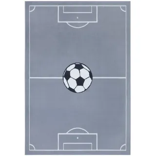 Hanse Home Kinderteppich , Grau , Kunststoff , Fußball , rechteckig , 120x170 cm , Oeko-Tex® Standard 100 , für Fußbodenheizung geeignet, in verschiedenen Größen erhältlich, pflegeleicht, strapazierfähig , Teppiche und Böden, Teppiche, Kinderteppiche