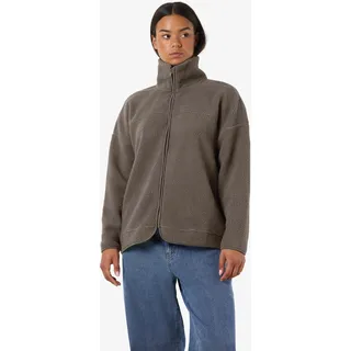 Fleecejacke NOISY MAY "NMCOZY L/S ZIP SWEATER JRS NOOS", Damen, Gr. S, morel, Fleece, Obermaterial: 100% Polyester, unifarben, loose fit Po-bedeckend, ohne Ausschnitt, Jacken Fleecejacke, Polyester, relaxed fit