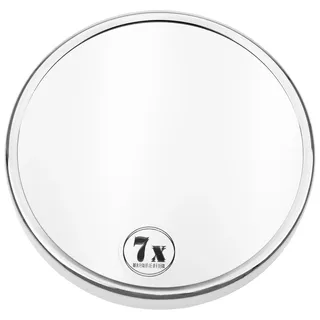 Fantasia Make Up Kosmetikspiegel mit 7-Fach Vergrößerung aus Metall: Premium Schminkspiegel Durchmesser 15cm rund mit Saugnapf, MakeUp Spiegel für Zuhause und unterwegs von Fantasia, Silber