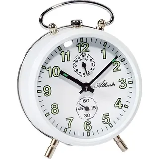 Atlanta 1063/0 Mechanischer Wecker aus Metall weiß mechanisch rund - Weiß
