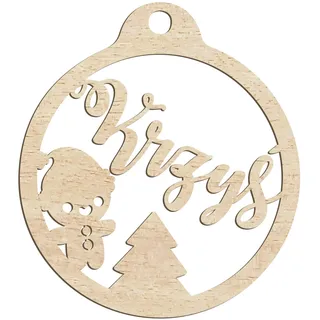 Personalisierte Weihnachtskugel aus Holz, graviert, Geschenk für die Feiertage, jeder Name, hängende Baumdekoration, natürliches Dekor (Modell 1)